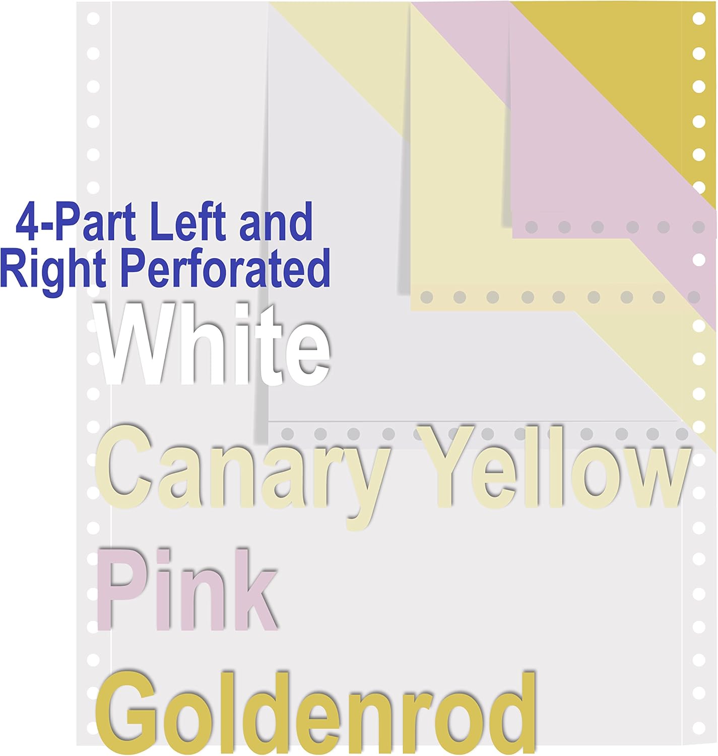 Alliance Continuous Carbonless Computer Paper 9.5 x 11, Blank Left and Right Perforated, 15 lb, 4-Part White / Canary / Pink / Golden (900 Sets) - Made In the USA