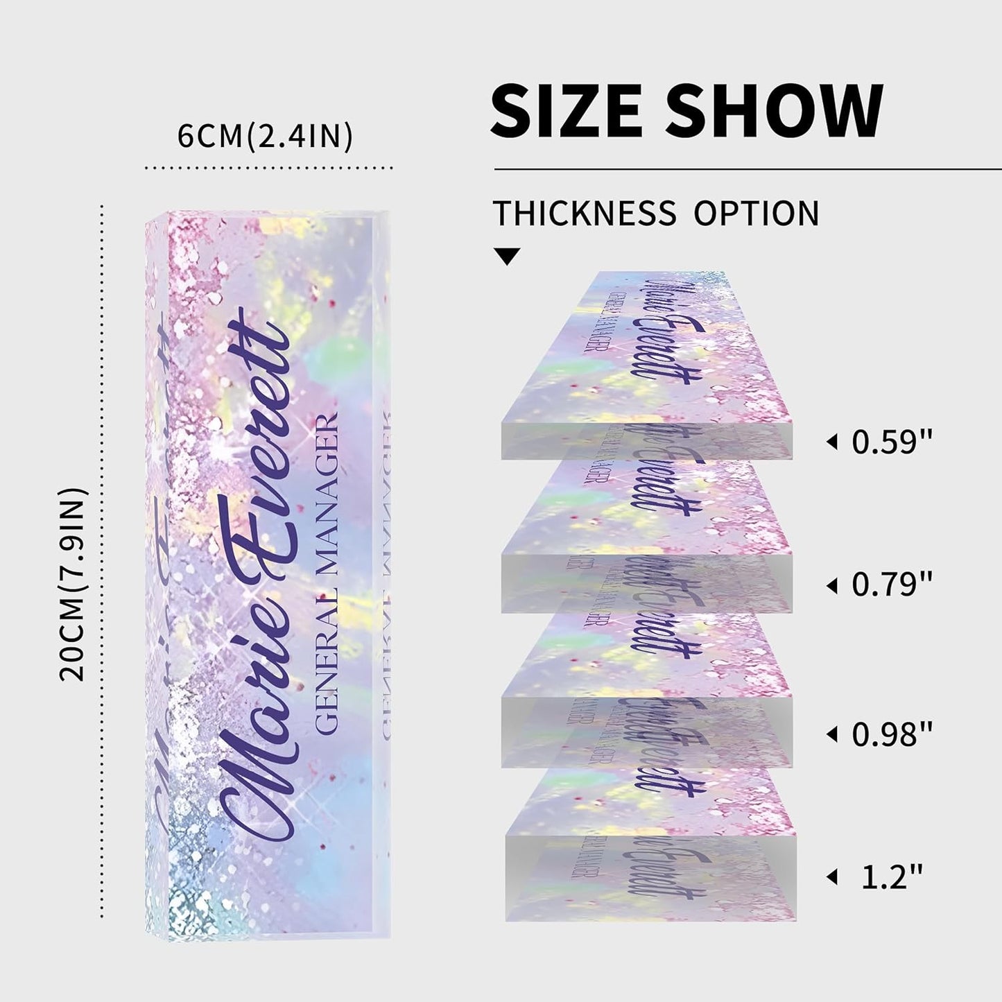 Custom Name Plate for Desk | Personalized Desk Name Plate | Personalized Boss Employee Appreciation Gifts | Acrylic Name Plate Office Desk Accessories (A-Colorful Purple Crystal)