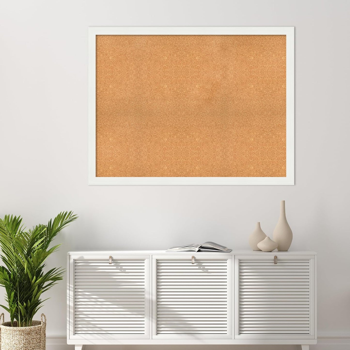 Amanti Art Natural Cork Board for Wall, 39x51 Vision Board with White Frame, Oversize Corkboard Office Decor for Home Organization, Casual Corkboard Pinboard to Display Items for Home Organization in
