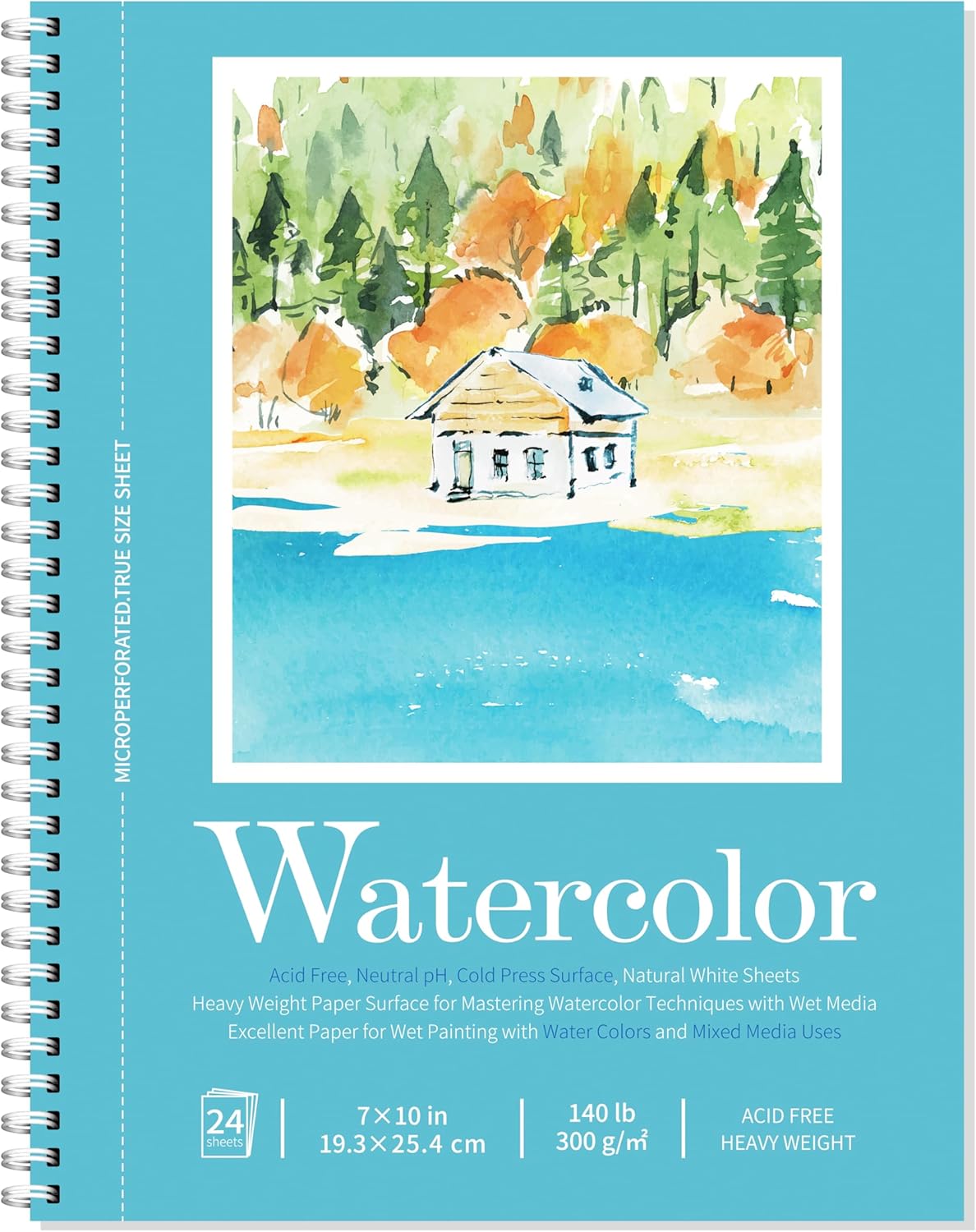 Watercolor Paper Pad, Watercolor Sketchbook 5.5" x8.5” 140lb/300gsm, Spiral Bound Water Color Pad Journal and Sketchbook for Adults & Kids, Markers and Art Journaling