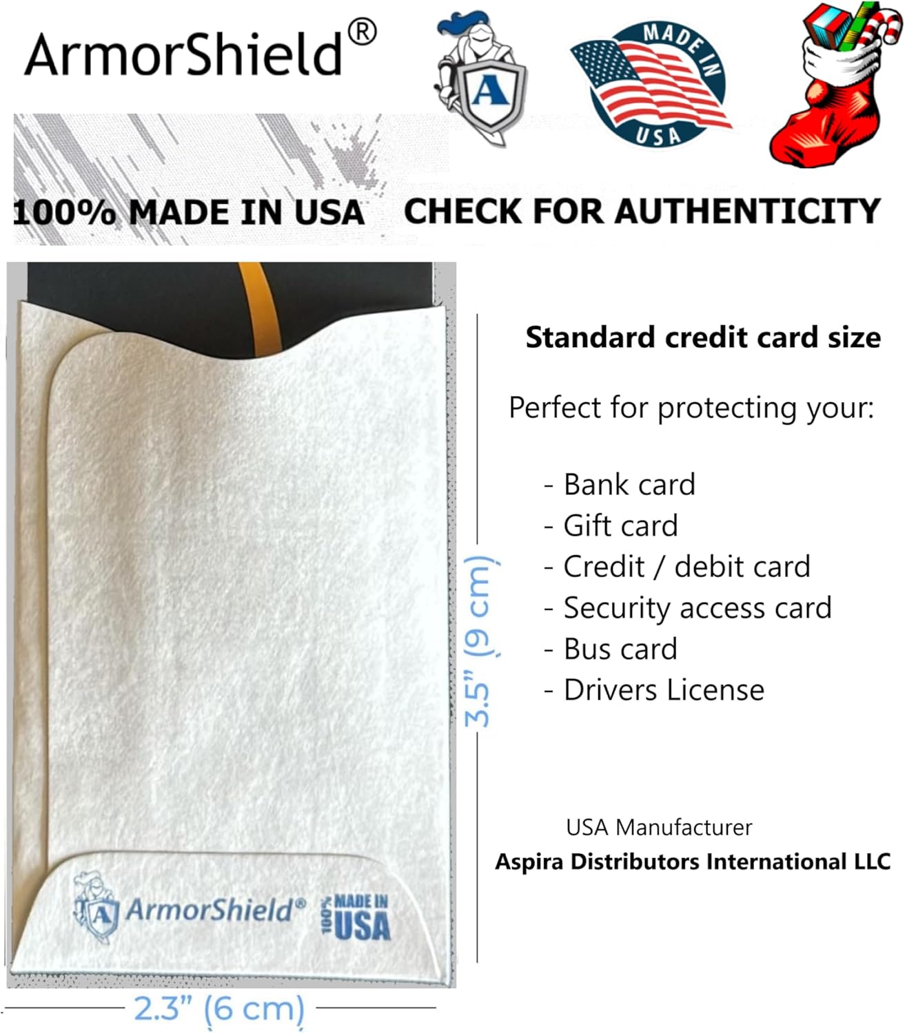 Semper Paratus Gear TYVEK Credit Card Sleeves 100% MADE IN USA - Anti-theft for Travel wallet, purse. ArmorShield Your Identity (10PAK)
