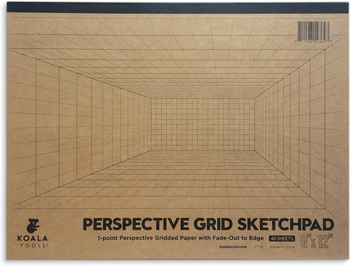 Koala Tools | Drawing Perspective (1 and 2-Point) Large Sketch Pad (1 Point - 9 x 12)