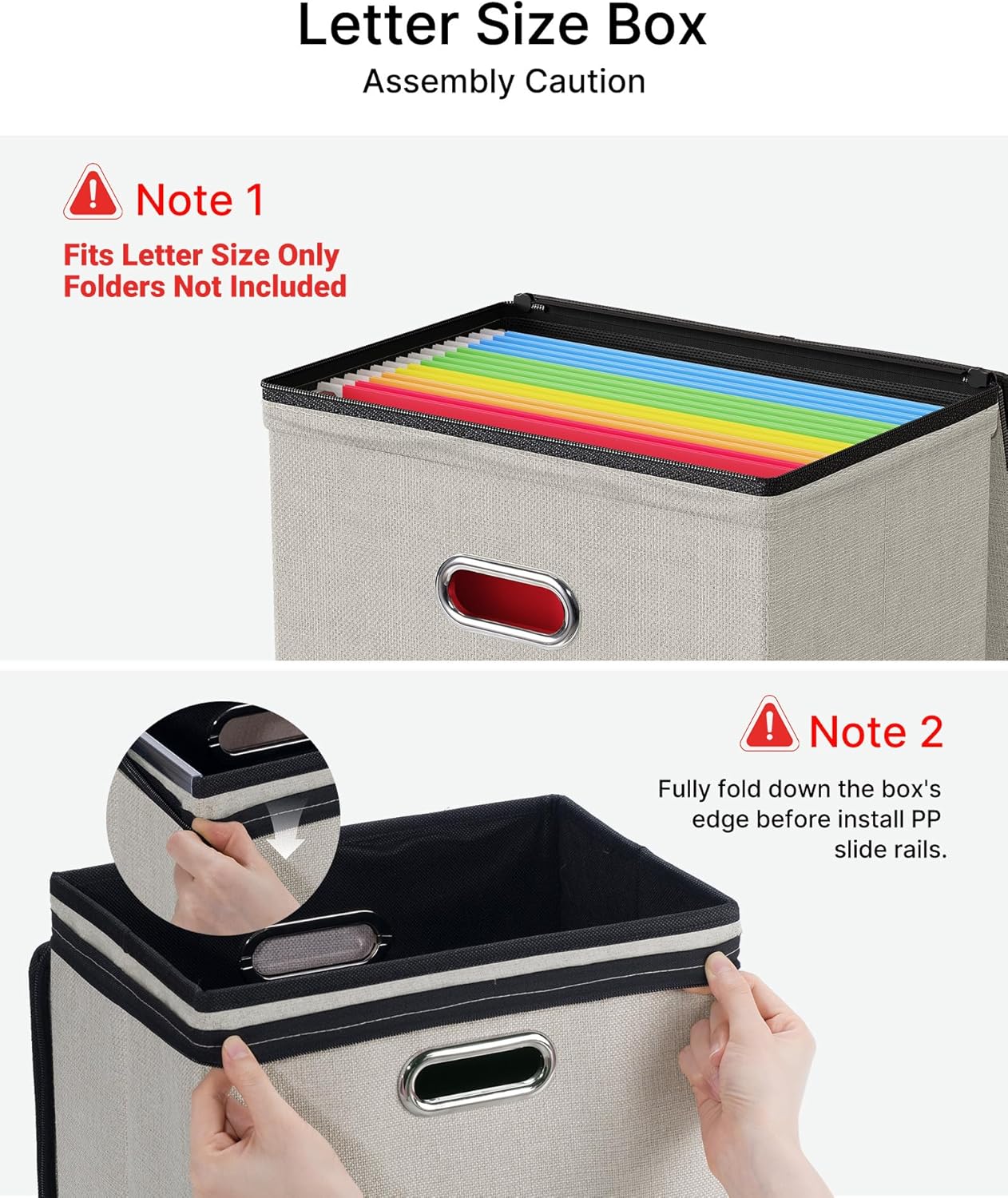 Oterri File Organizer Boxes with Lids, File Box with Mesh Pockets, Document Organizer Box for Letter Size Folders, Zippers Important Document Organizer (Beige, Small-1 Pack Without Folders)