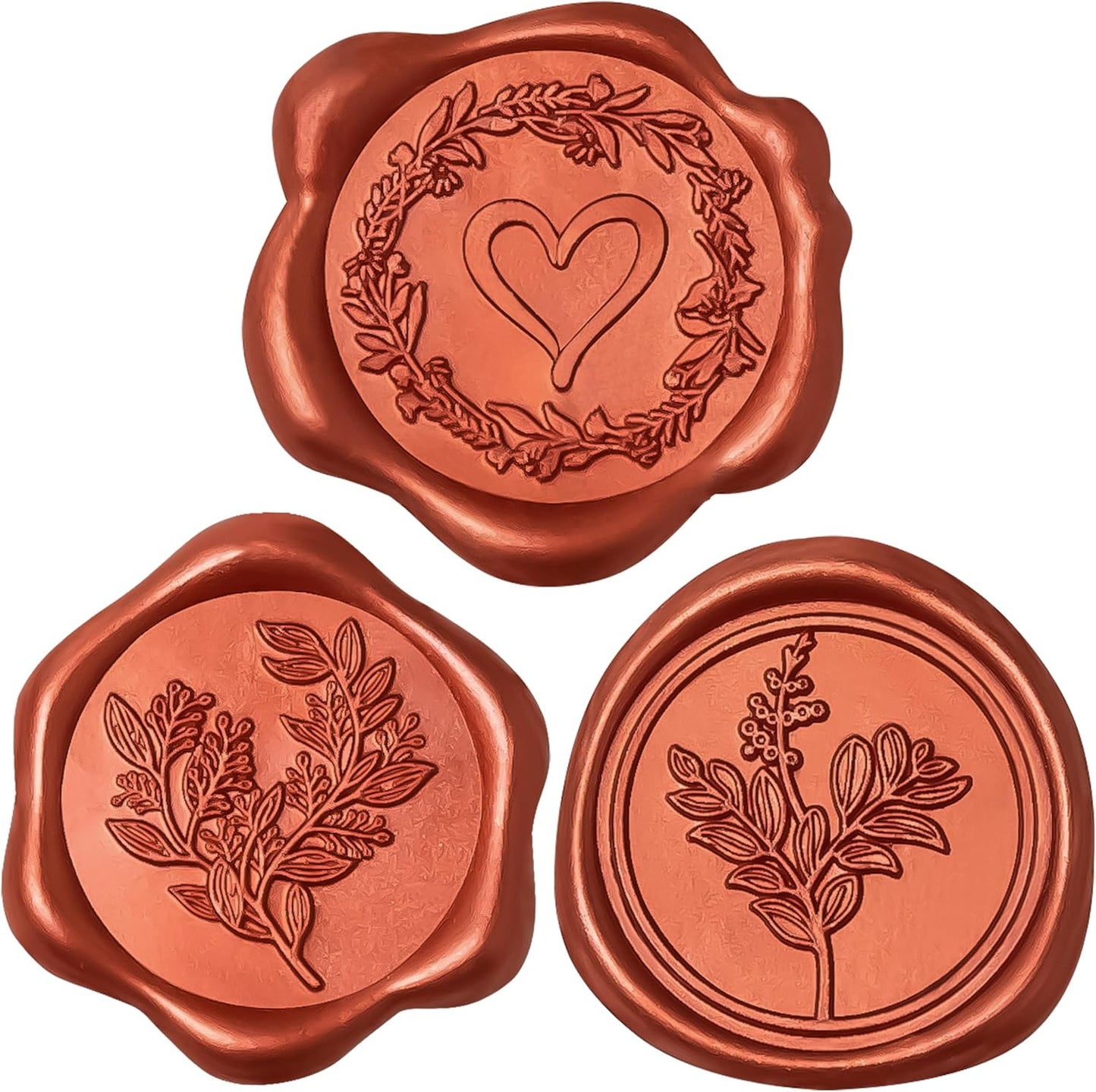 60 Pcs Burnt Orange Wax Seal Stickers Self-Adhesive Envelope Seals Stamp Stickers, Perfect for Wedding Invitations Seating Chart Christmas Gift Wrapping 3 Designs in 1 Pack