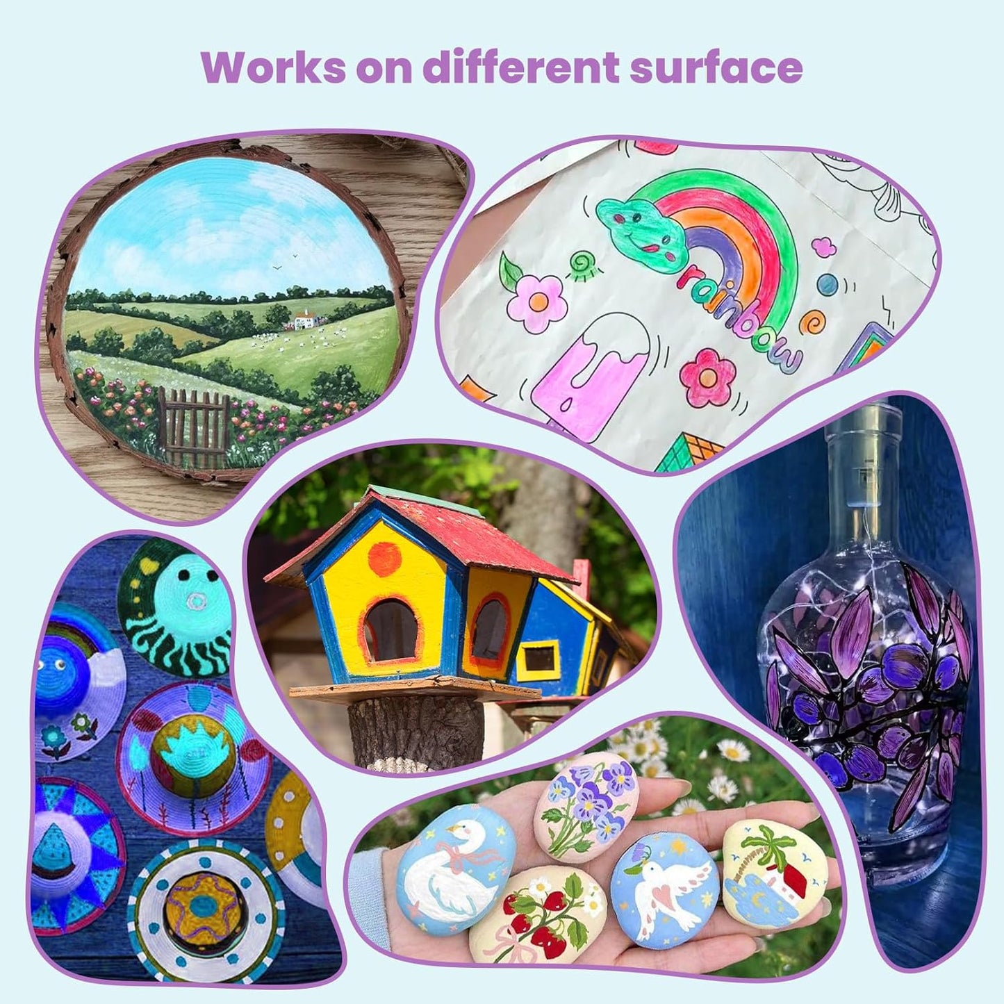 Permanent Acrylic Paint Markers, Brush Tip Art Markers for Kids - Coloring, Painting Rocks & Crafts Supplies, 16color 8pcs