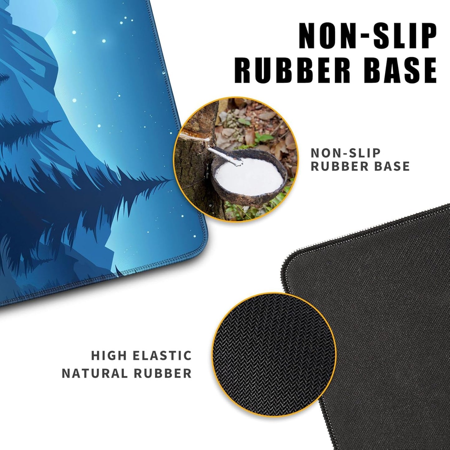 Minimalist Forest Mouse Pad - Dark Blue Night Desk Decor Mat, Moon Large Gaming Mouse Pad for Mountain Desk Computer Keyboard Laptop, Home Office Accessories (31.5x11.8 in)