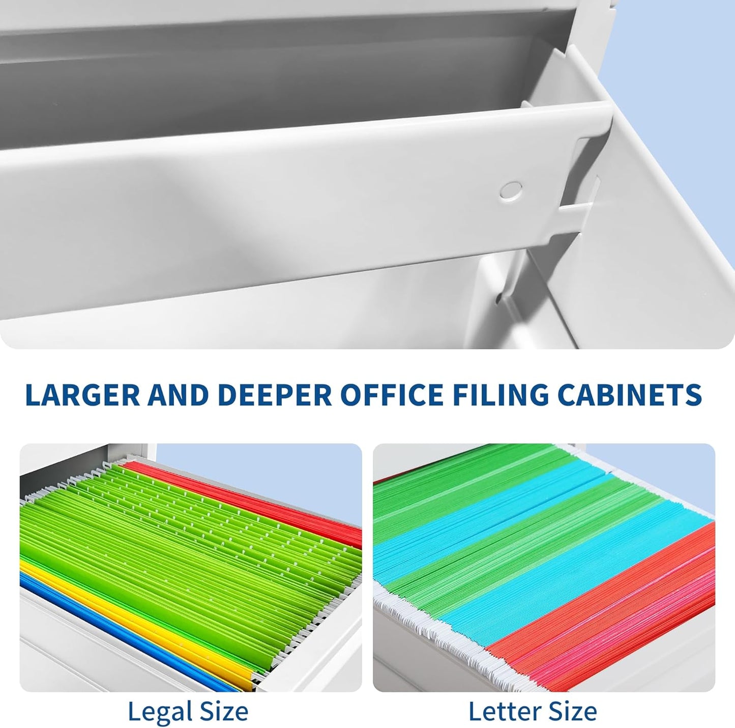 5-Drawer Locking Vertical File Cabinet, Metal Storage Cabinet for Office/Home – Secure Vertical Filing for Letter/Legal/A4/F4 Documents, Easy to Assemble Steel Cabinet (White, 5 Drawer-64 H)