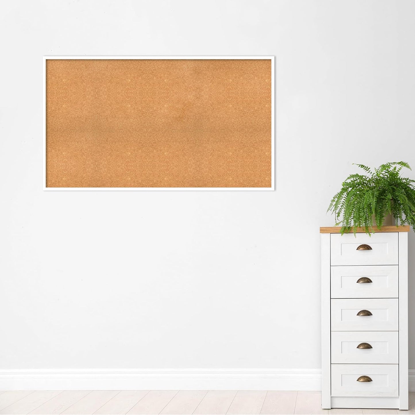 Amanti Art Natural Cork Board for Wall, 33x57 Vision Board with White Frame, Oversize Corkboard Office Decor for Home Organization, Modern Corkboard Pinboard to Display Items for Home Organization in