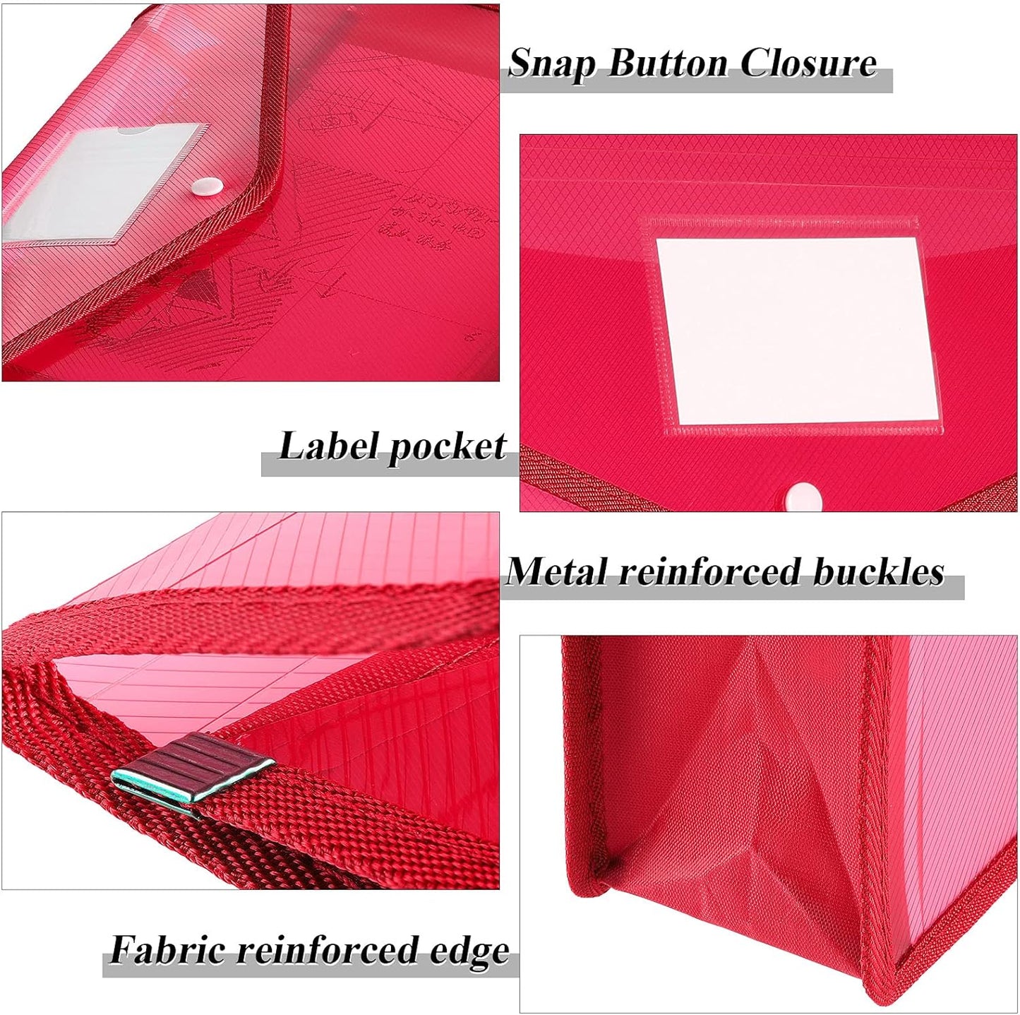 10 Pieces Plastic File Folders Envelope Expanding File Wallet Organizer Documents Folder with Snap Closure and Pocket B4 Waterproof Transparent Pouch for School Office(Multicolored,Horizontal)