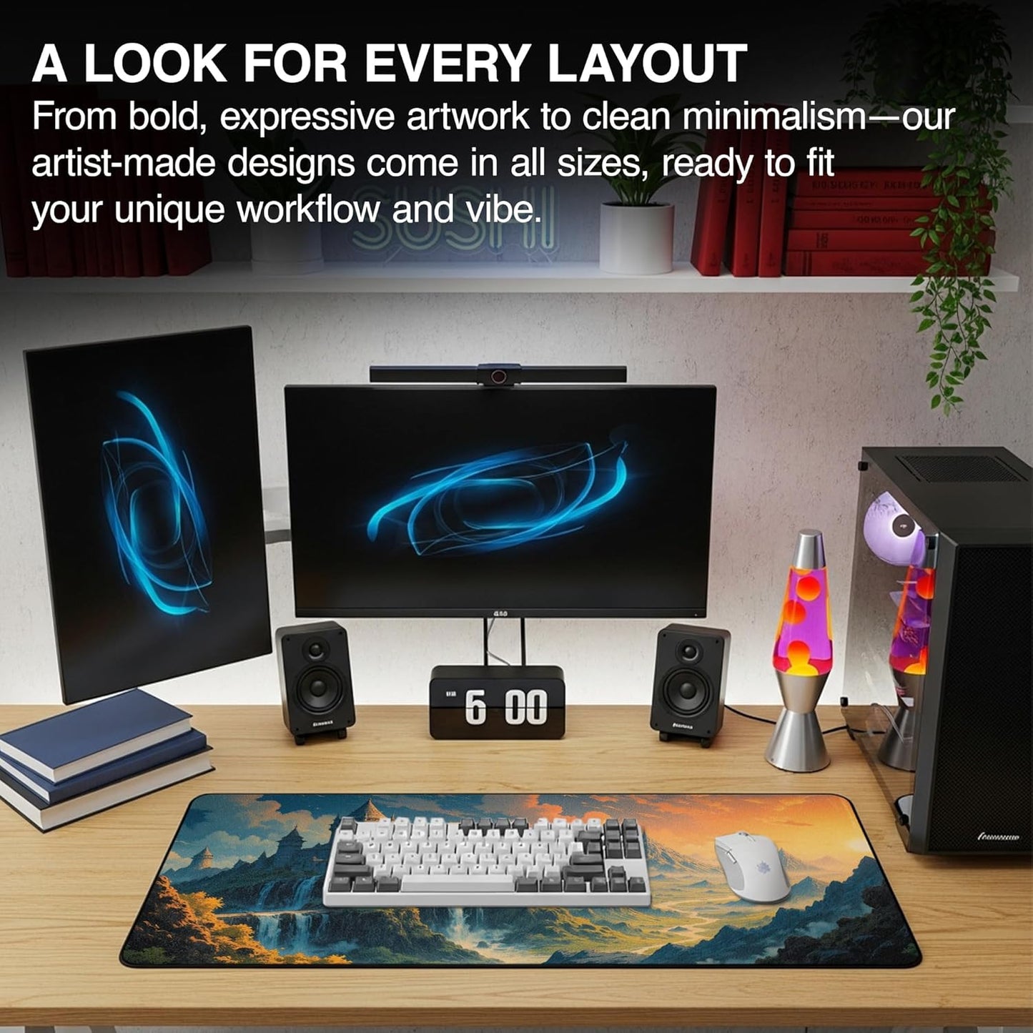 MPCO. Dark Fantasy Large Gaming Desk Pad - 36" x 17" Aeroglyde Fabric Spring Castle Desk Mats - Non-slip, Washable, Smooth Glide for Precision Gaming & Work