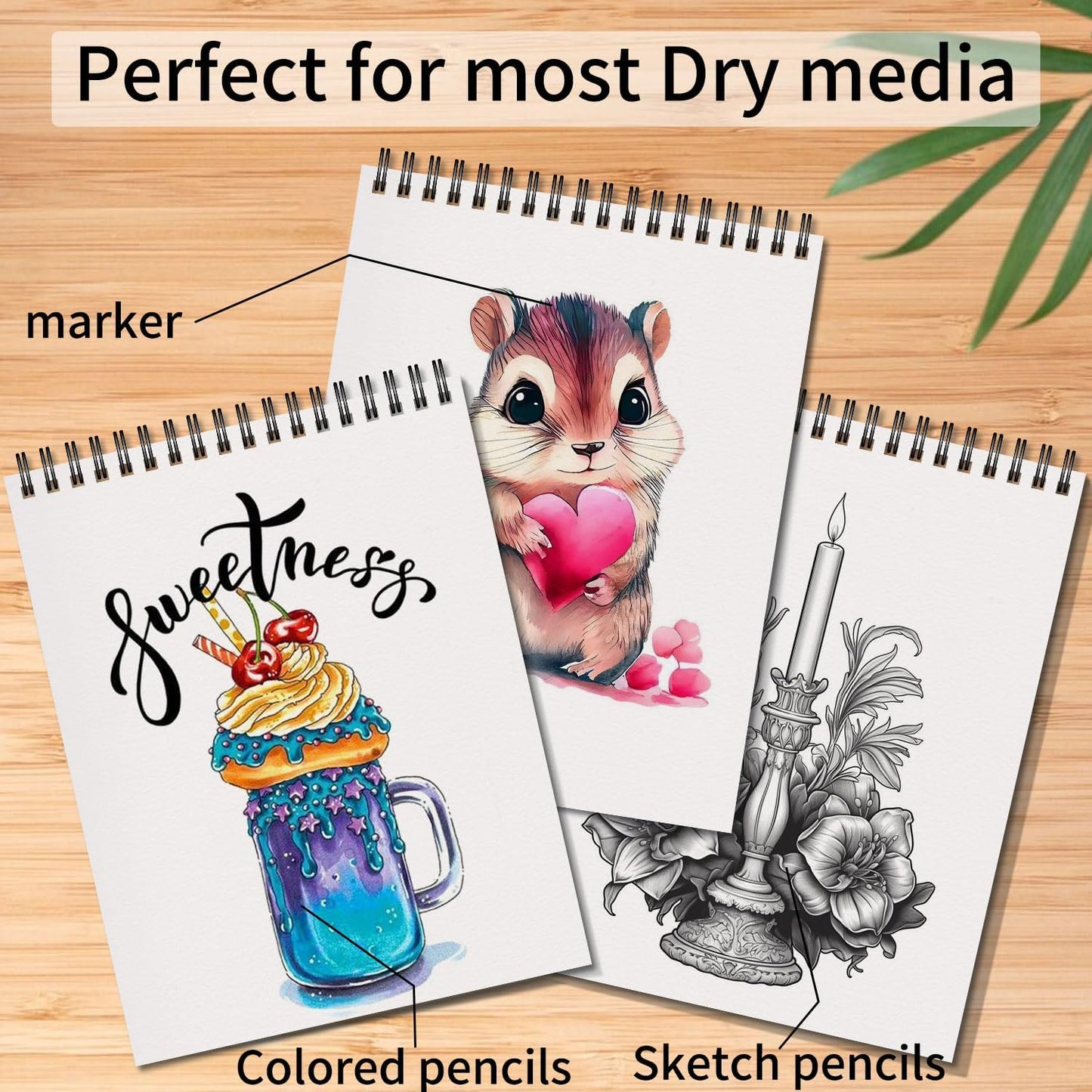 OSIMIG 5 Pack Sketch Book 8.5" x 11" Set, Top Spiral Bound Sketch Pad 150 Sheet Total (68lb/100gsm), Drawing Paper Pad, Sketch Book for Kids, Artist, Adult Art Supplies