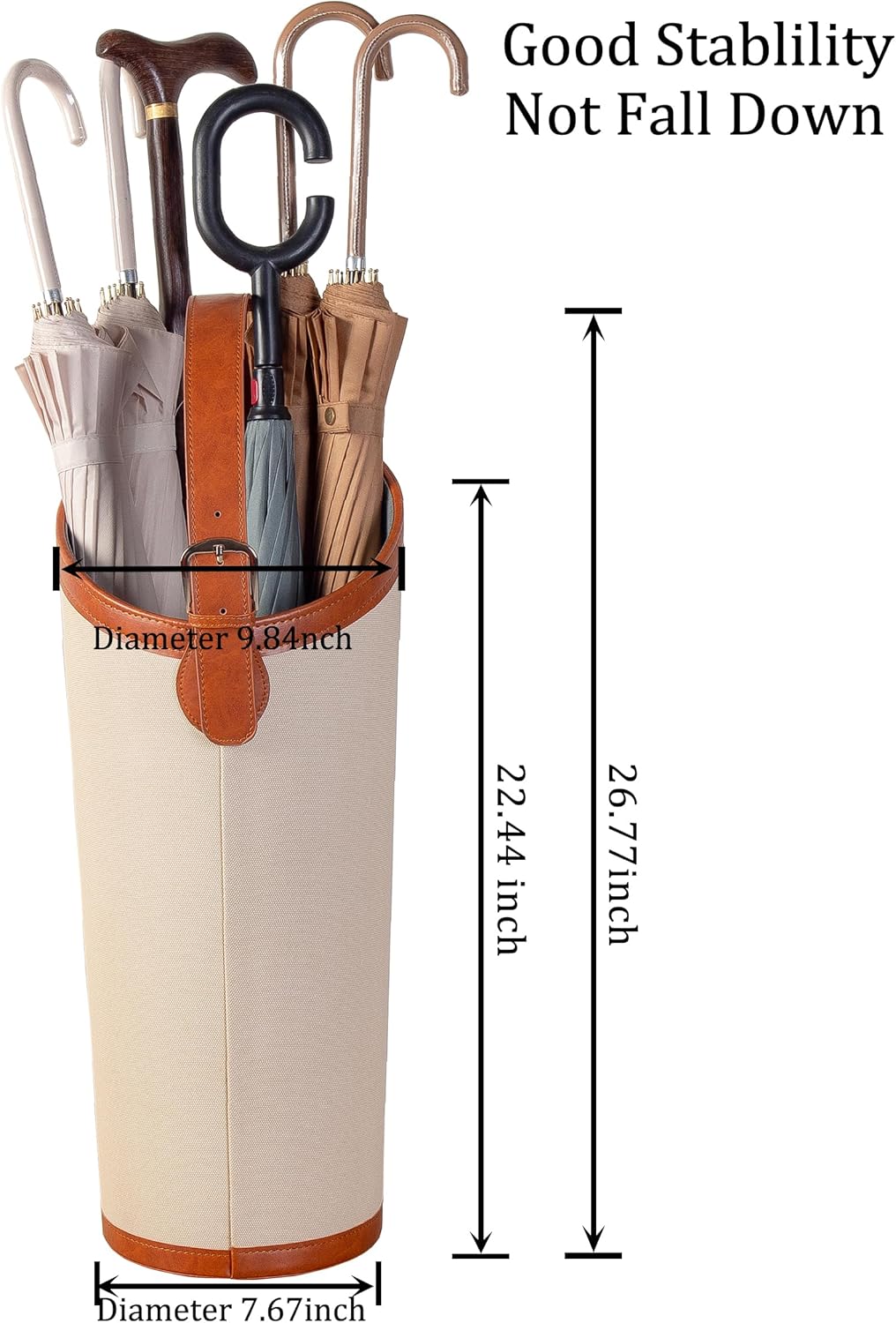 Artificial Leather Tall Umbrella Holer Rack Entryway Indoor for Business,Office,Decorative Umbrella Stand Bucket Entryway (Ivory Color)