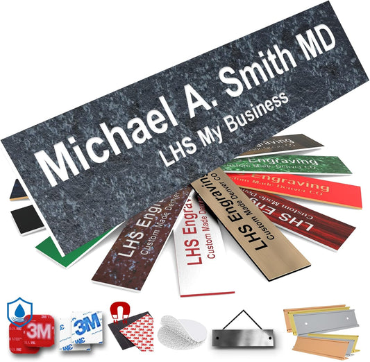 Engraved Door Signs for Office Personalized Mojave Plastic Door Plaque White Letters - Made in USA 2x12 N8