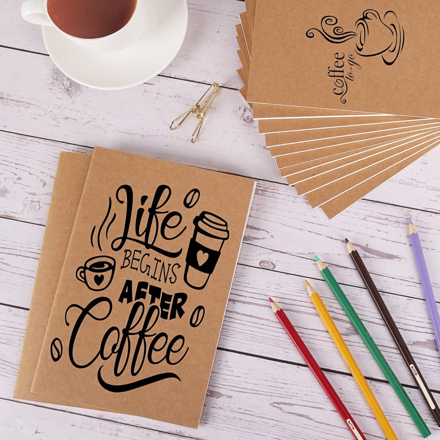 EOOUT 80pcs Kraft Notebooks for Kids, Blank Journals Bulk, Sketch Books, 60 Pages Composition Notebook, 80gsm, 8.3x5.5 Inches, Travel Journal Set, for Travelers, Students and Office Supplies