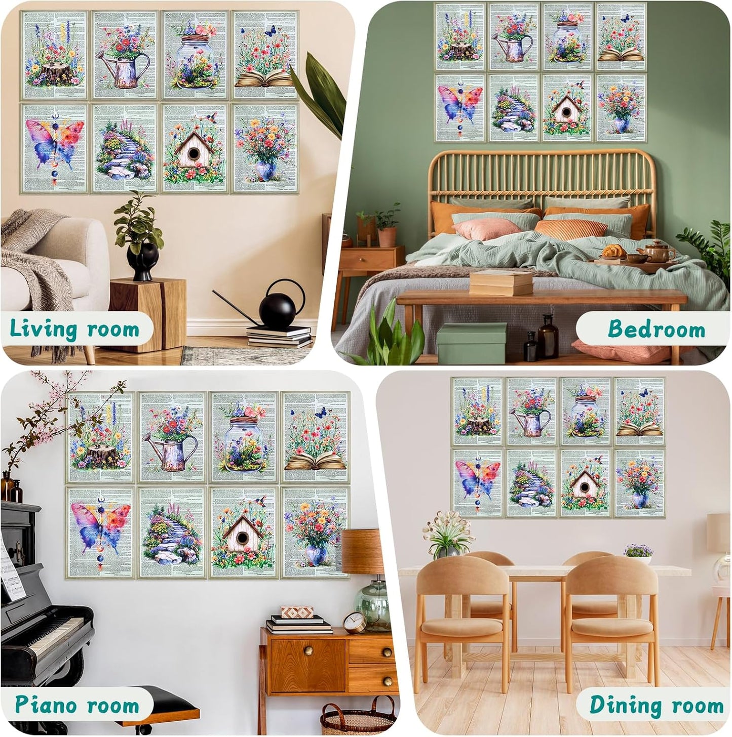 Acoustic Panels, 8 Pack Soundproof Wall Panels, 48"x32"Self-Adhesive Decorative Sound Absorbing Wall Panels, Noise Canceling Soundproof Padding, Acoustic Treatment for Room(Blossom in Ruins)