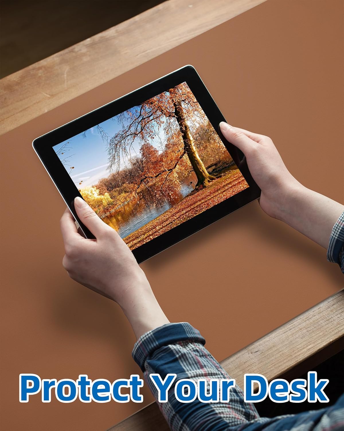 Non-Slip Desk Pad,Mouse Pad,Waterproof PU Leather Desk Protector,Ultra Thin Large Desk Blotter,Waterproof Keyboard mat for Office/Home/Decor(Brown 23.6" x 13")