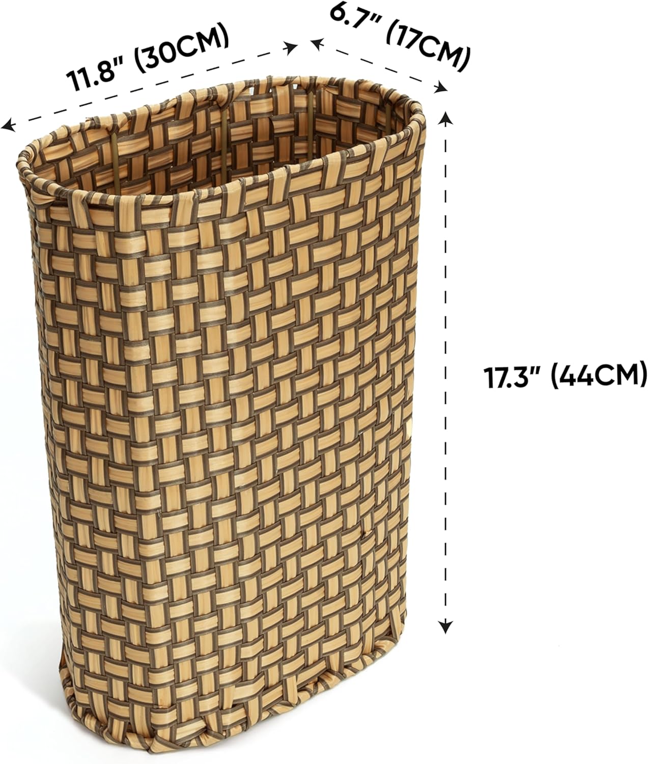 Umbrella Holder Entryway Umbrella Stand Indoor Entryway 6.7x17.3 Wicker Umbrella Bucket Basket Narrow Tall Umbrella Storage Bin Woven Faux Rattan Cane Holder Stands (Brown & Natural)