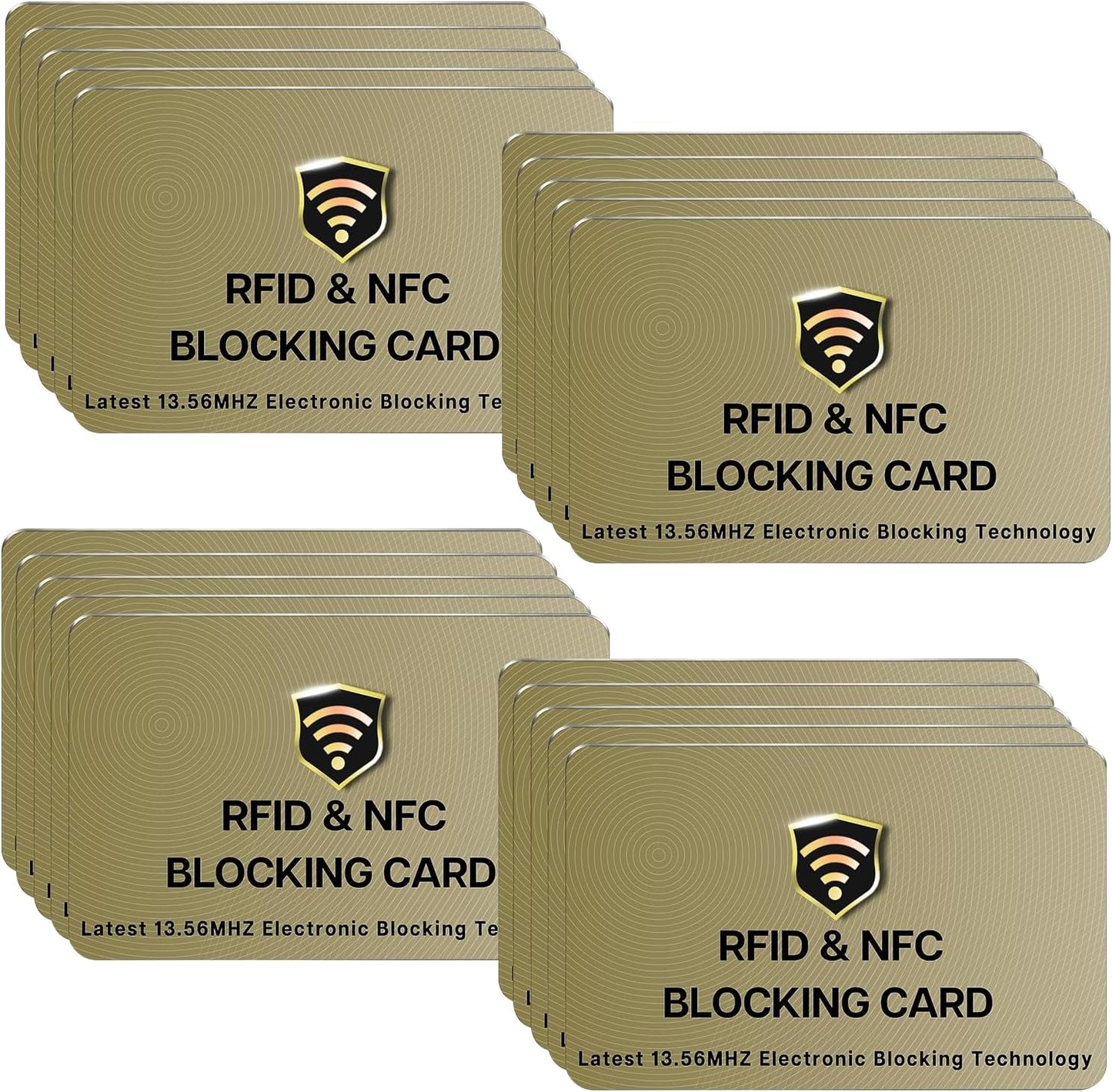 SaiTech IT 20 Pack RFID Cards One Card Protects Entire Wallet Purse For Men & Women, Contactless Bank Debit Credit Card Protector ID ATM Guard Card – Golden