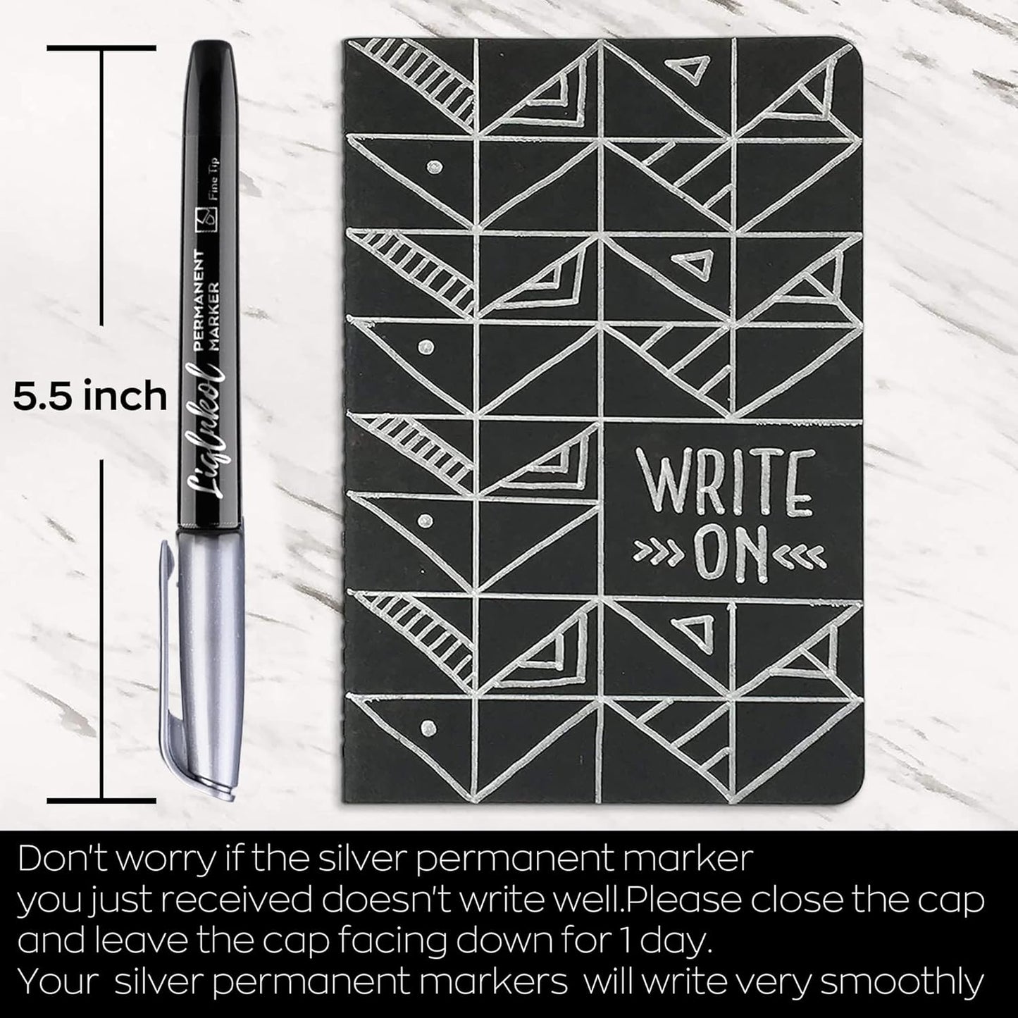 Silver Metallic Permanent Markers, 24 Pack Silver Metallic Marker Pens for Artist Illustration, Industrial Marking, DIY Crafts, Gift Card Making