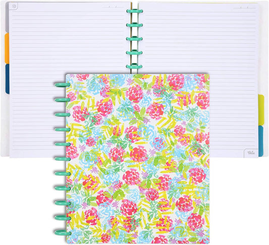Talia Discbound Notebooks, Planner, Customizable, (xWatercolor Bloom w/Celestial Turquoise Discs, Letter (8.5in x 11in))