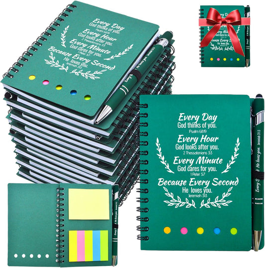 40 Pcs Bulk Fathers Day Christian Gifts Prayer Journal for Woman - 20 Set Religious Notepad with Christian Pen - Bible Notebook - Church Gifts for Inspirational, Bible Study, Devotions ( Green )