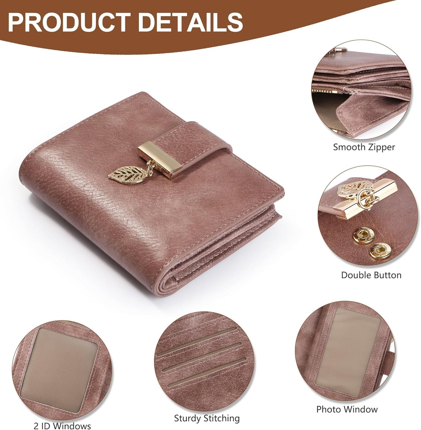 Small Wallet Women RFID Blocking Leather Bifold Wallet Credit Card Holder for Women Ladies Compact Wallet Mini Purse With Zipper Pocket