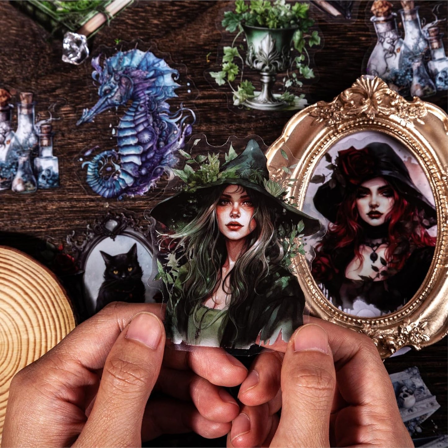 Alideco 120pcs Scrapbook Stickers Witch Girls Tarot People Scrapbooking Junk Journal Crafts Embelishment Decoration Diary Stickers (getenvwu)