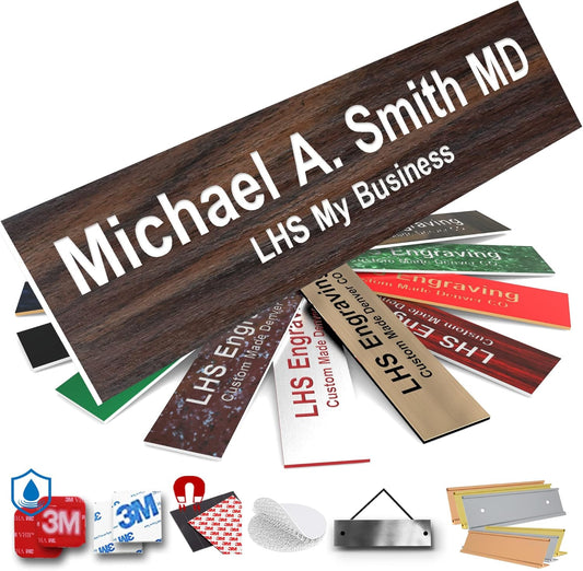 Engraved Custom Door Plate Teak Plastic Office Door Sign with White Letters - Made in USA 2x10 N7