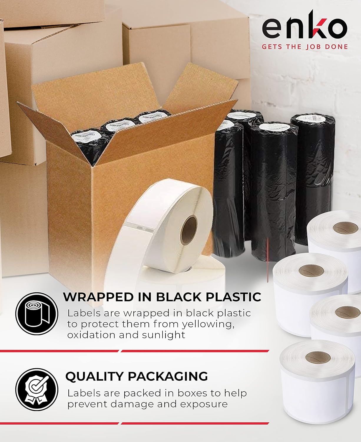 enKo (12 Rolls / 12000 Labels) 30334 Dymo Compatible Multipurpose Barcode (1-1/4" x 2-1/4")