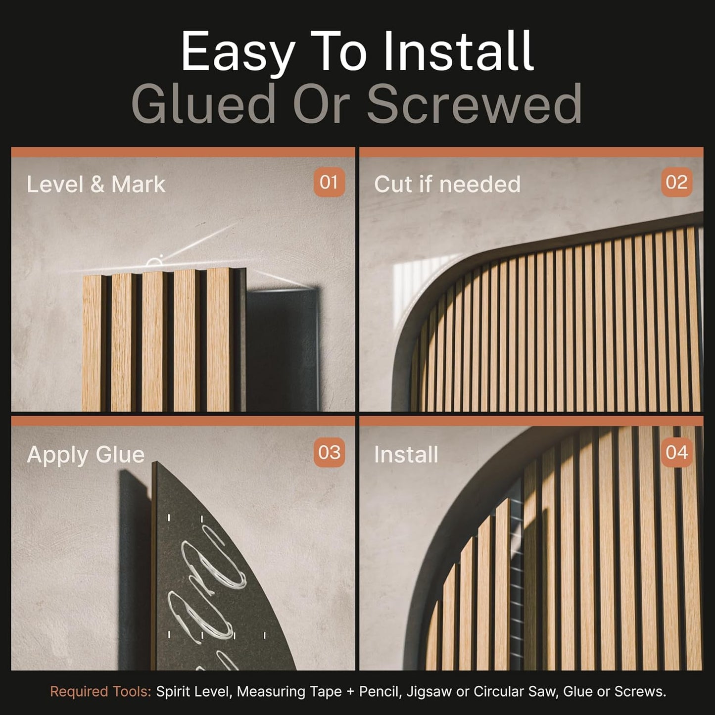 Not Just Sleek - These Wood Panels Eat Echo for Breakfast | Natural Oak Wood Slat Acoustic Panels – 4PCS (94.5" x 7.9") | Sound-dampening Wall & Ceiling Panels for Stylish Noise Reduction & Décor