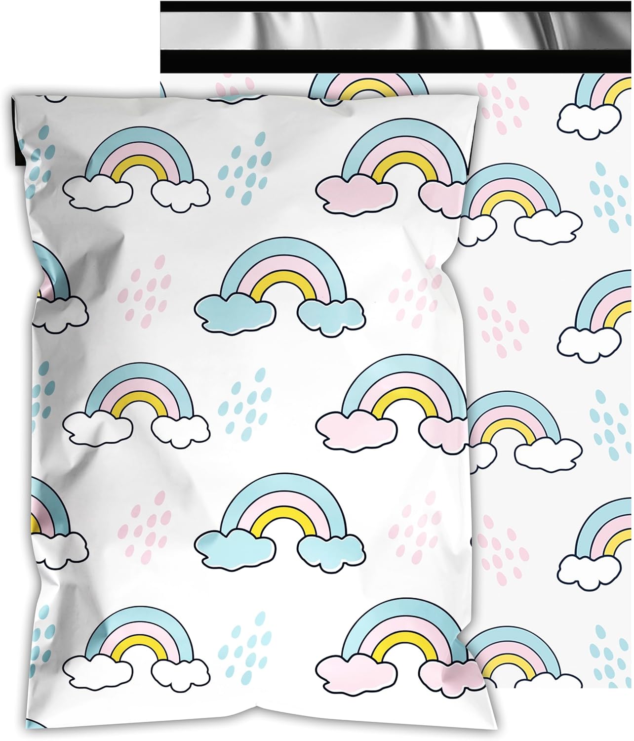 Poly Mailers 12x15.5 Inch 50 Pcs - Rainbow Printed Shipping Bags, 2.4mil Thickness, Waterproof and Tear Resistant Mailing Envelopes, Self-Sealing Packaging Bags for Small Business