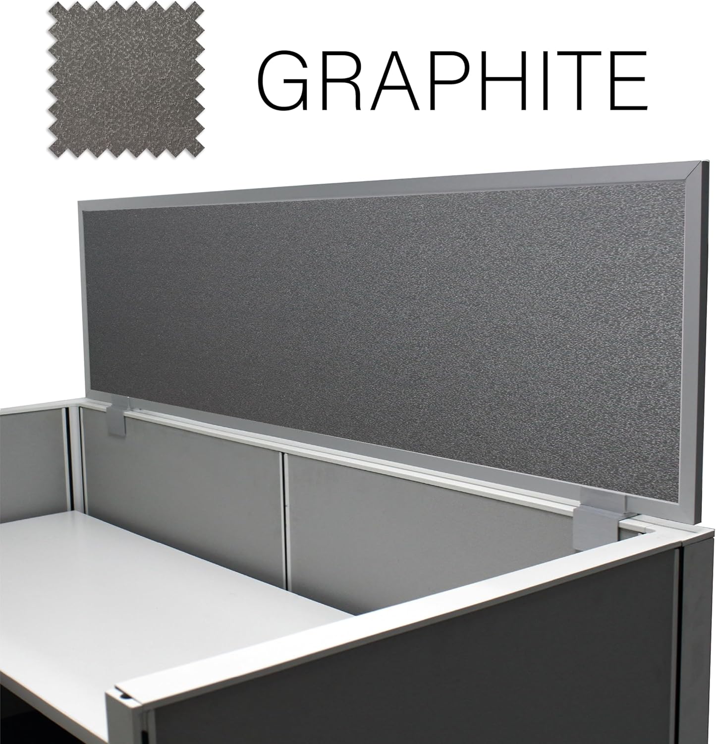 OBEX Acoustical Cubicle Privacy Screen Extender Desk Panel & Office Divider, Add Separation & Block Noise, 12" x 66", Graphite