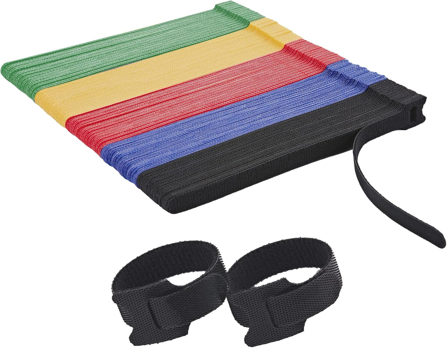 150 PCS Fastening Cable Ties Reusable, Multi-purpose 8 in Cable Management Ties with Hook and Loop, Adjustable Cord Ties for Organizing Home, Office and Data Centers, 5 Colors