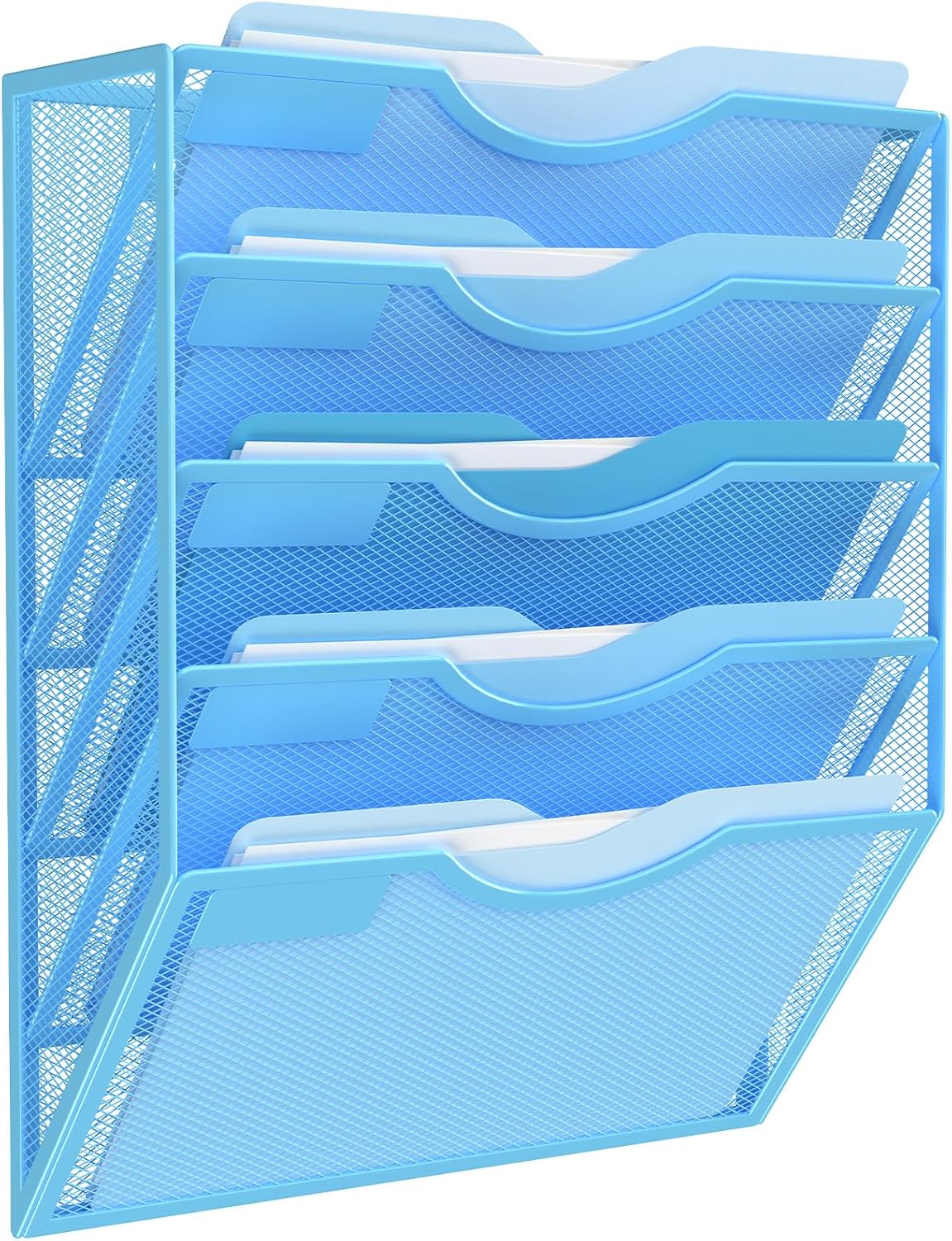 Kuntine.B Wall File Organizer Office Hanging Magazine Holder Wall File Organizer for Office Home (Blue, 5 Tier)