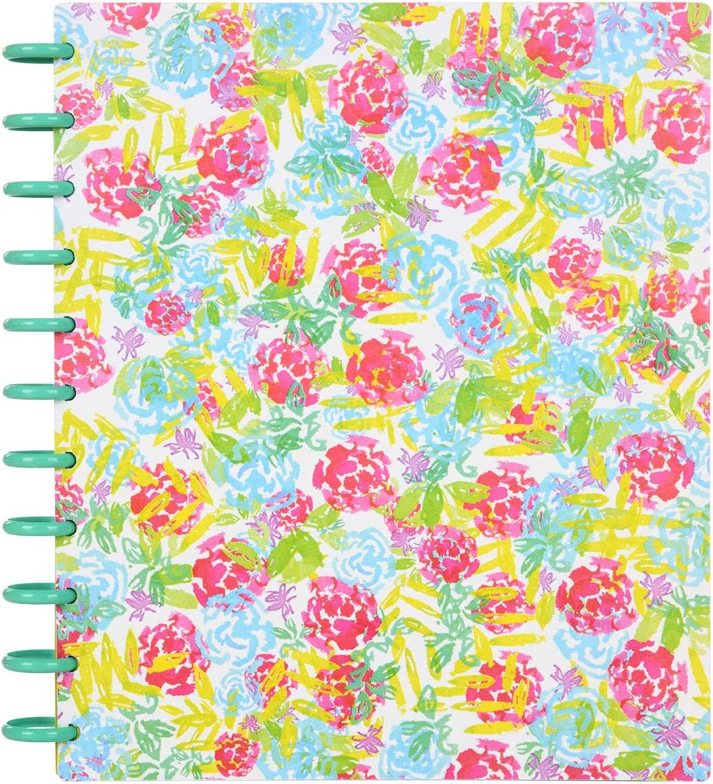 Talia Discbound Notebooks, Planner, Customizable, (xWatercolor Bloom w/Celestial Turquoise Discs, Letter (8.5in x 11in))