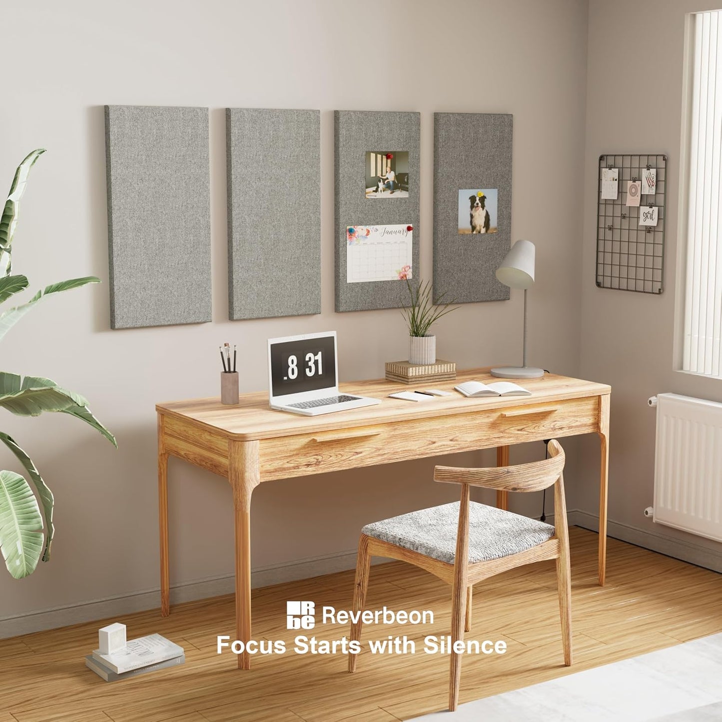 4PCS Acoustic Panels, 24"x12" Fabric Acoustic Panels for Walls, Self-Adhesive Sound Absorbing Panels for Home, Office, Studios (Mist Graphite)