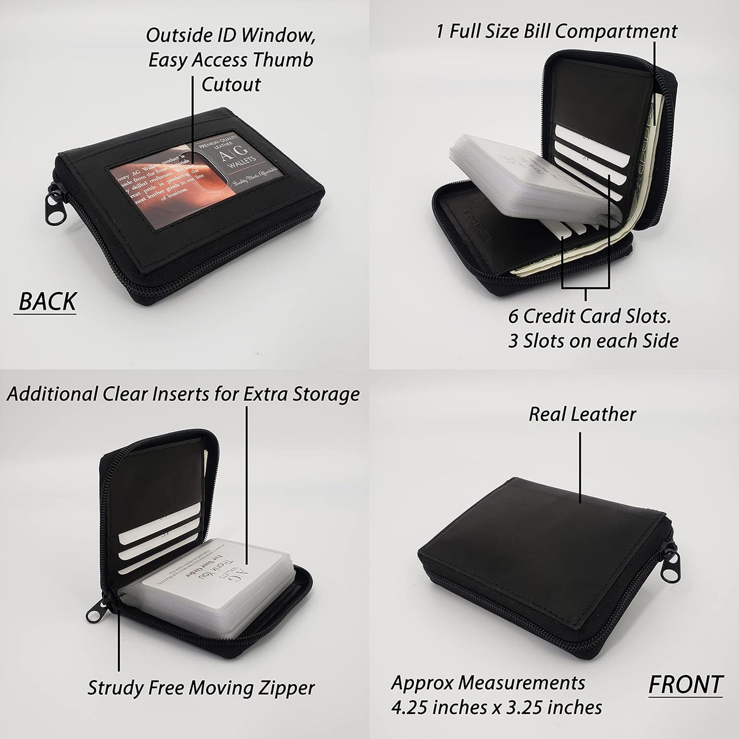 ag wallets AG Wallets Mens Zip Around Leather Wallet with Inserts (Marmalade Tan)