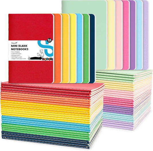 Koogel 56 Pack Mini Notebooks Bulk, Blank Small Pocket Notepads 3.5 x 5.5 Inch Memo Notepad Journals for Traveler Kids Students School Office Supplies