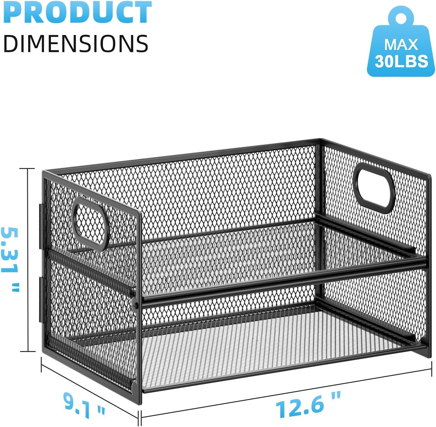 Marbrasse 2 Tier Paper Organizer Letter Tray, Mesh File Organizer with Handle, Paper Sorter Desk Organizer for Home Office Supplies - 2P