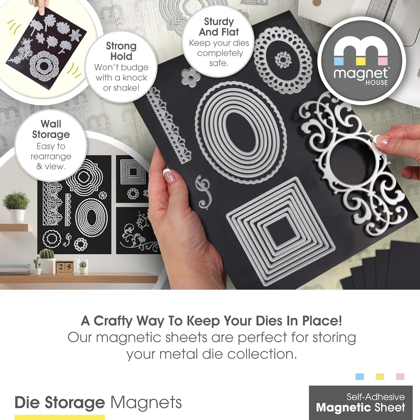 TMS Magnetic Sheet, Tape and Strips with or Without Self-Adhesive Backing for Stickers | Die and Craft Storage | Flexible Rubber Magnet | 10 Sheets | 20mil or 30 mil Thick | 8.5” x 11”