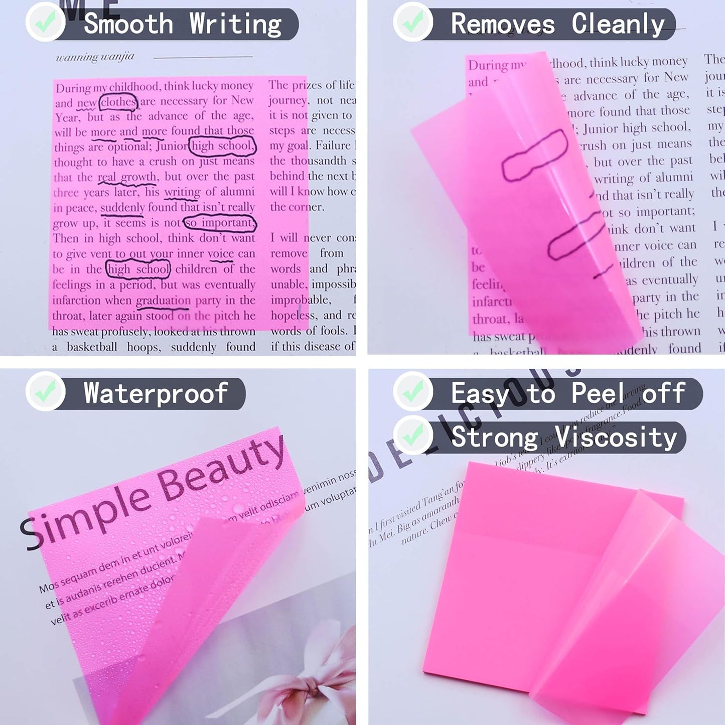 800Pcs Transparent Sticky Notes, 3"x3" Clear Sticky Notes, Waterproof Translucent Sticky Note Pads for Books Annotation, Clear Post it Notes for Bible Study, School, Office