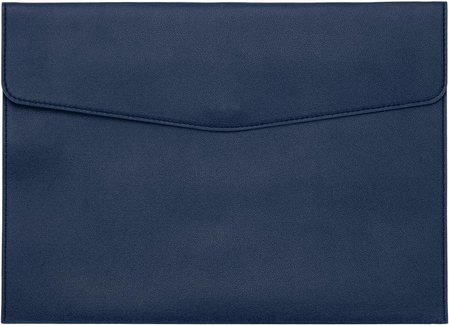 PATIKIL PU Leather A4 File Folder, Document Holder Filing Organizer Portfolio Envelope Folder Case with Snap Closure for Letter Receipt Style 2, Navy Blue
