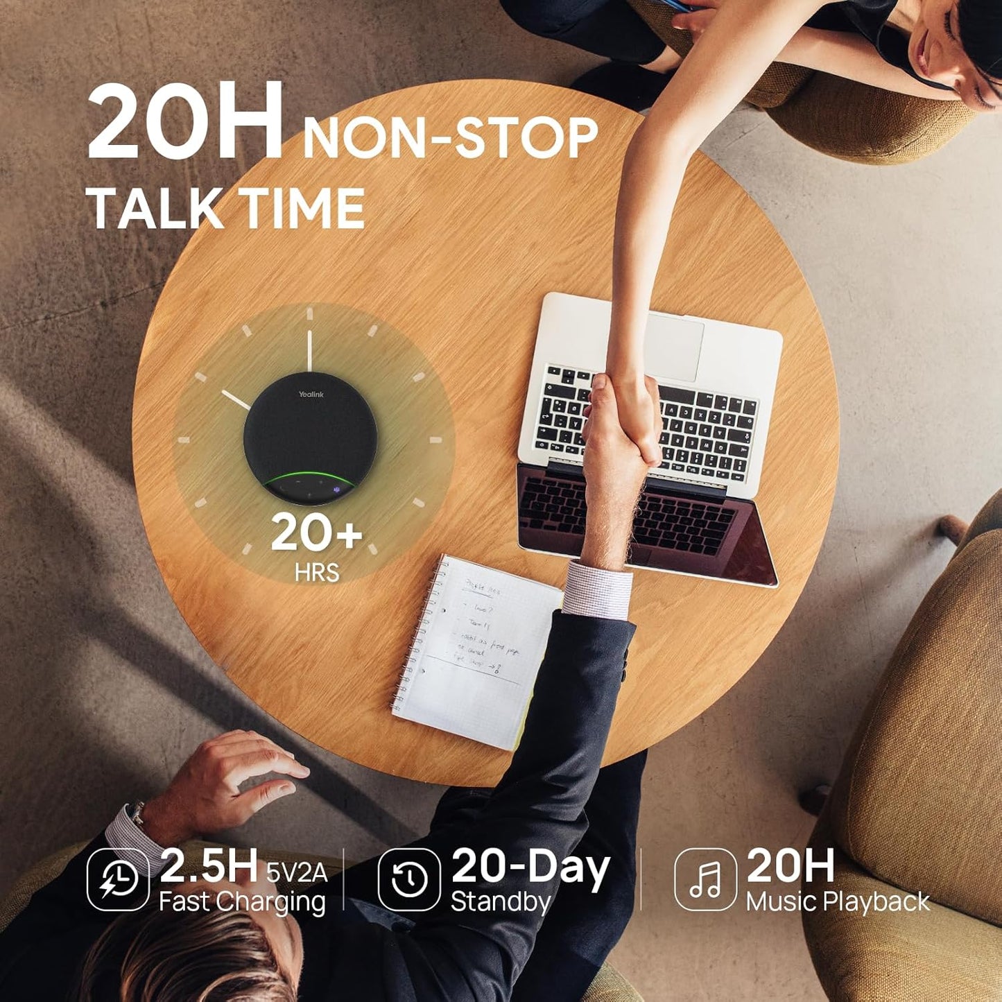 Yealink SP92 Bluetooth Speaker and Microphone with Dongle, Conference Speakerphone for Teams, 13ft 360° Omni Pickup, Full-Duplex Mic, Al Noise Reduction, 20H Call Time, USB C/A