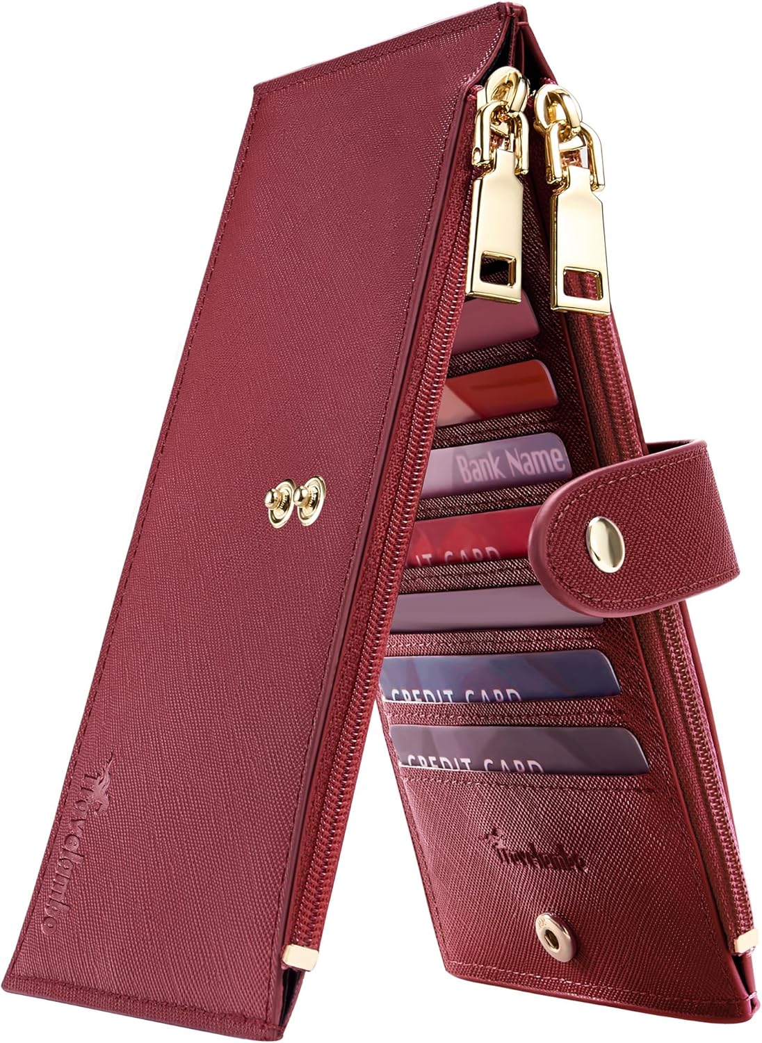 Travelambo RFID Wallet Women Large Size Bifold Multi Card Wallet Case with Zipper Pocke Credit Card Holder for Women