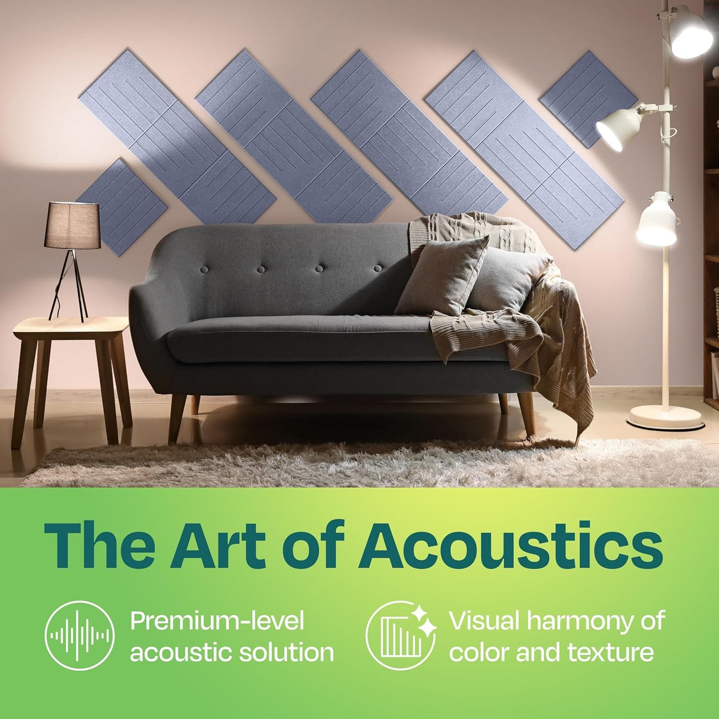 Acoustic Panels 12-Pack Soundproof Wall Panels 12"x12"x0.4" Decorative Sound Dampening for your Home, Office, Studio, Bedroom & More with Unique LineWave Carving [Dusky Gray]