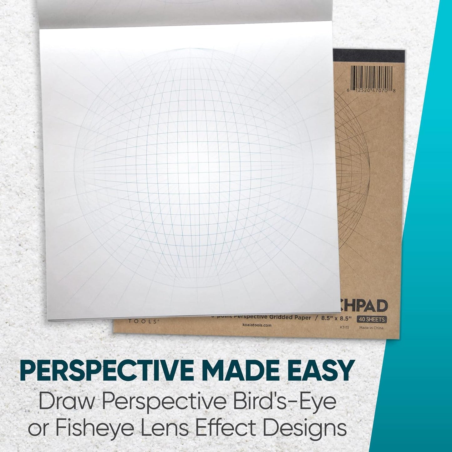 Koala Tools | Drawing Perspective (1 and 2-Point) Large Sketch Pad (5 Point)
