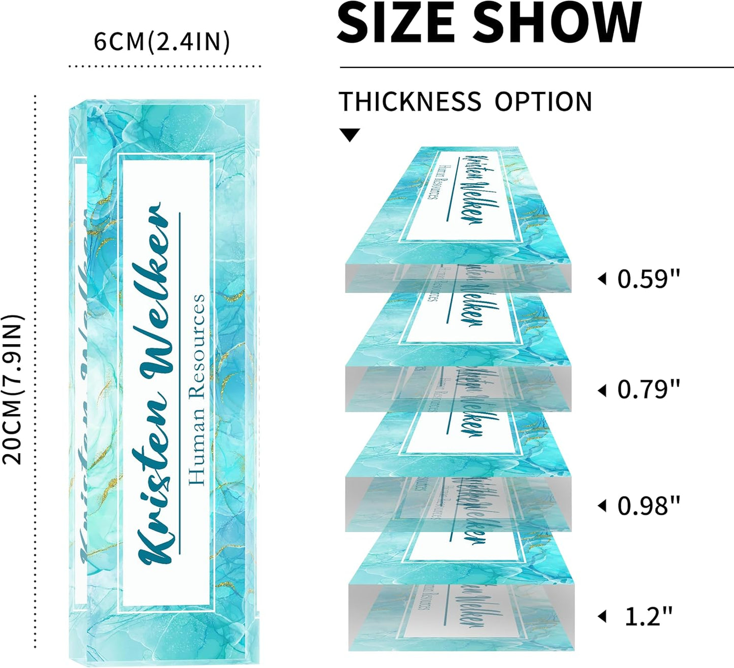 Office Desk Name Plate Personalized, Custom Name Plates for Desks, Name Plate Personalized for Office, Employee Appreciation Gifts (Marble of The Waves)