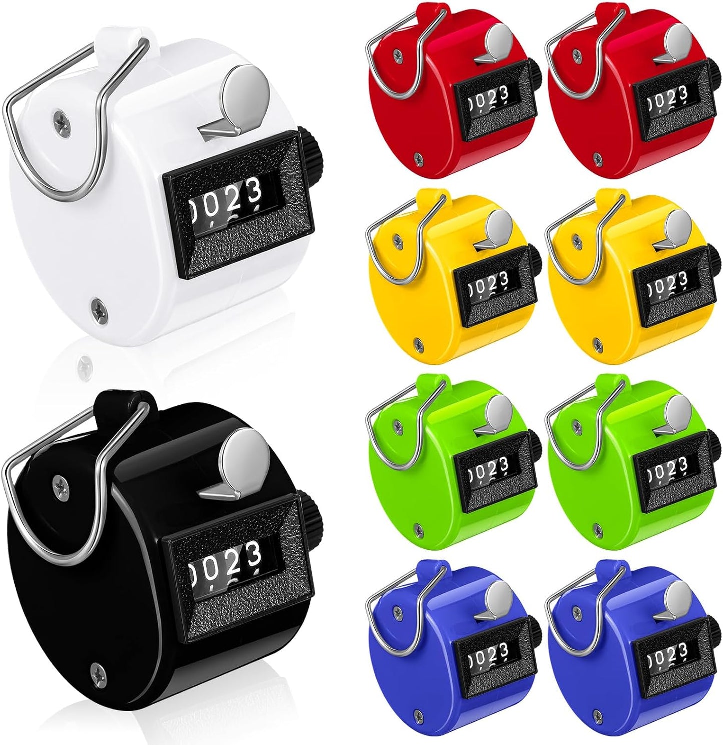 12 Pcs Handheld Tally Counter, 4 Digit Number Clicker Counter, Metal Hand Mechanical Register for Coaching, Knitting, People, Golf and Row