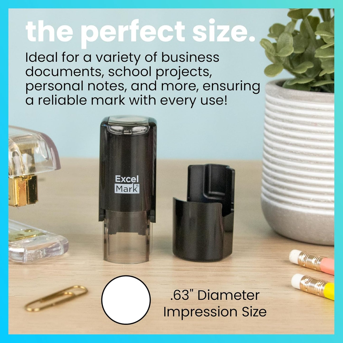 ExcelMark Smiley FACE - Self-Inking Round Teacher Stamp - Purple Ink