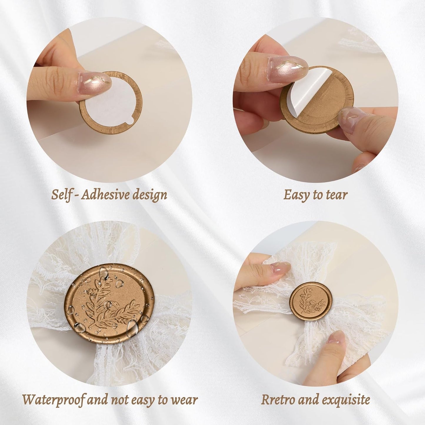 Handmade Wax Seal Stickers - Wedding Invitation Envelope Seal Stickers, 25 Pcs Self- Adhesive Stickers, Perfect for Invitation, Christmas, Gift Wrapping (Eucalyptus Style, Bronze Wax)